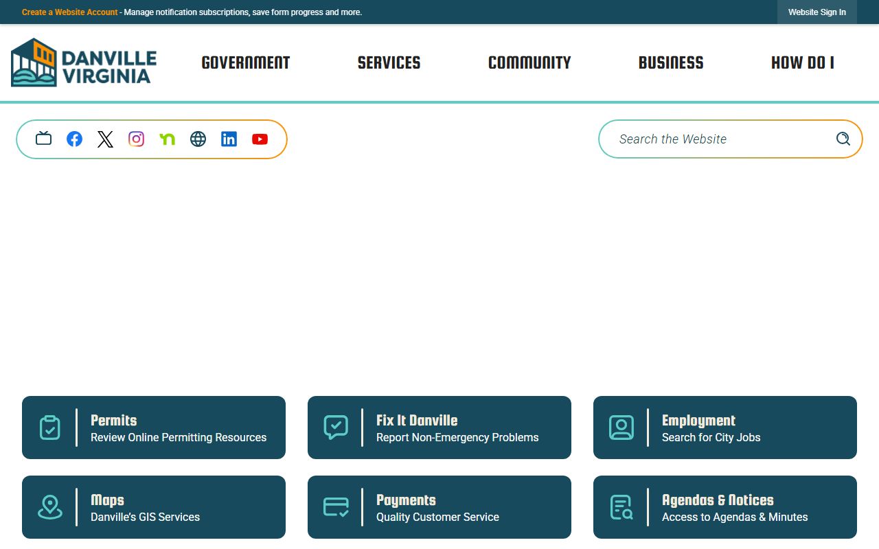 Danville city government portal for marriage records and circuit court clerk contact information