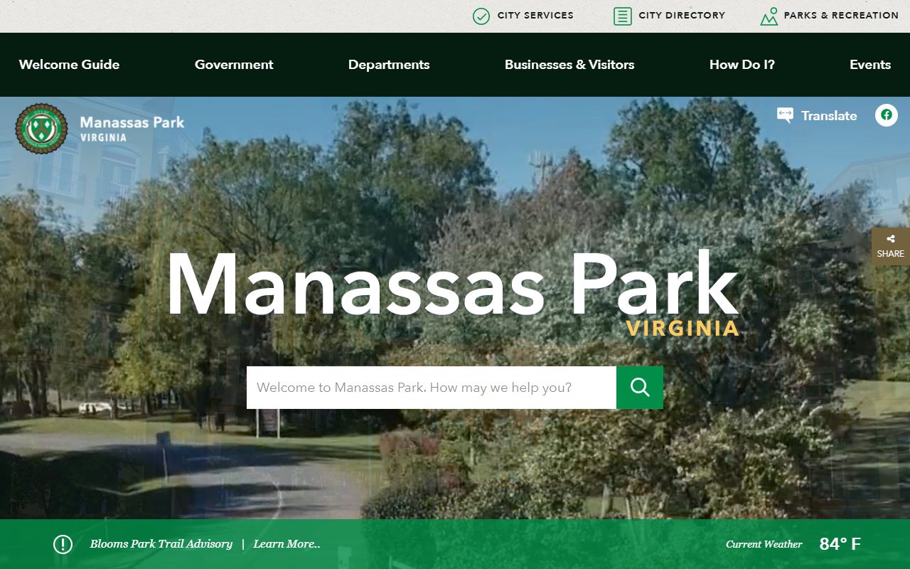 Manassas Park city government portal for marriage records information