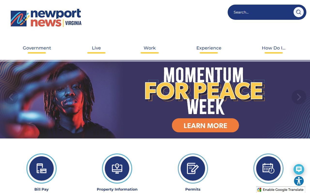 Newport News city government portal for marriage records information