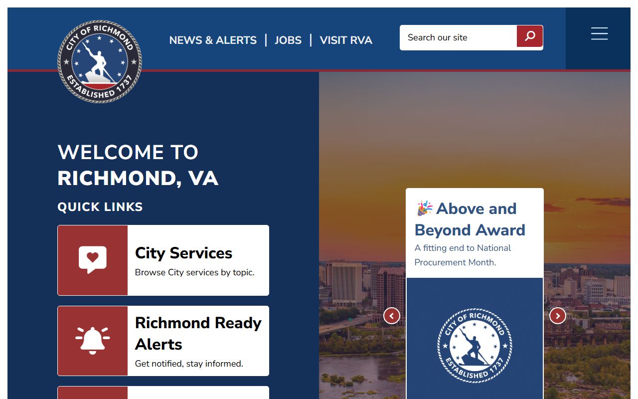 Richmond city government portal for marriage records information