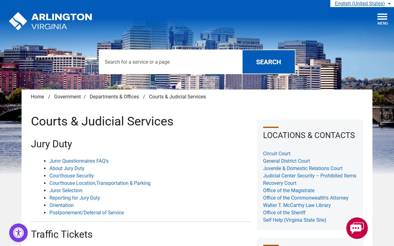 Arlington County Courts website marriage records