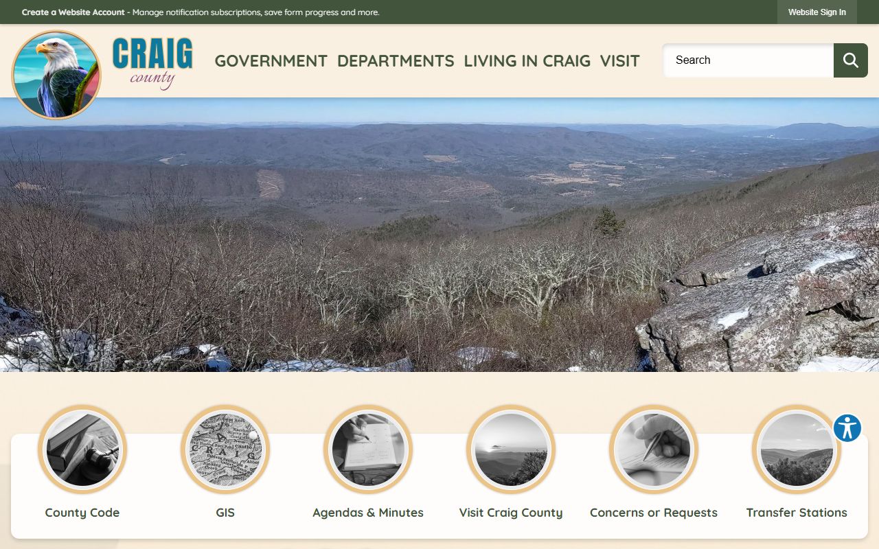 Craig County Government portal marriage records