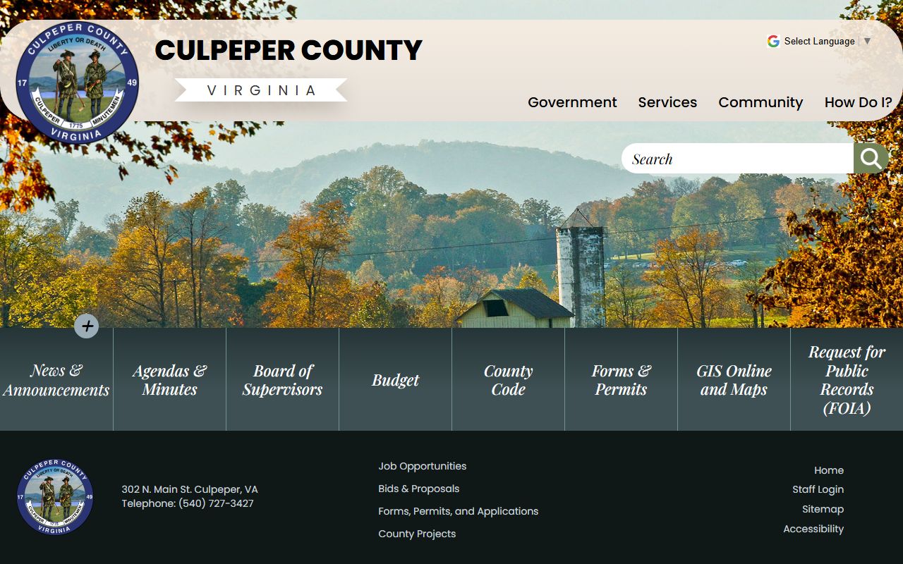 Culpeper County Government portal marriage records