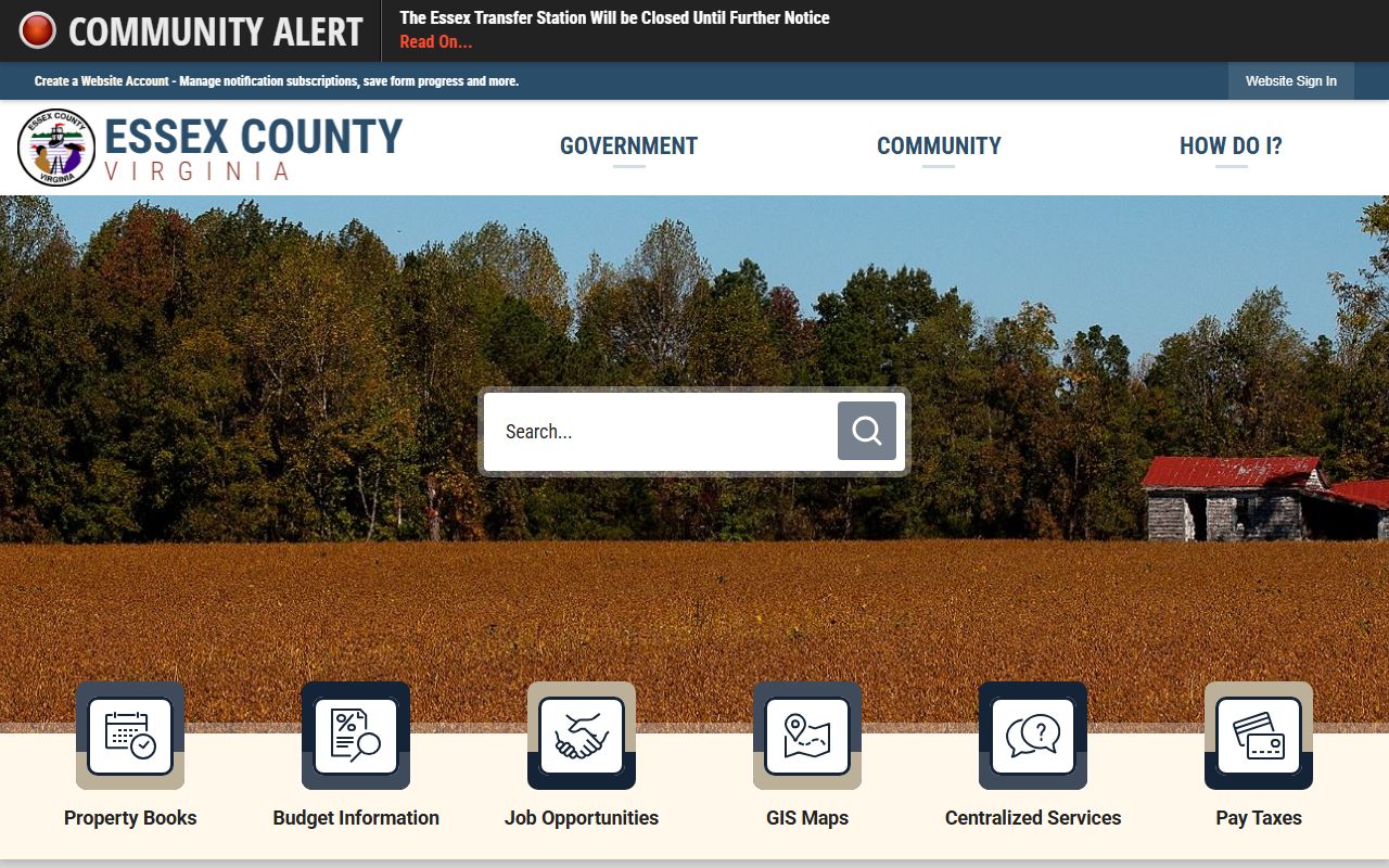 Essex County Virginia government portal for marriage records