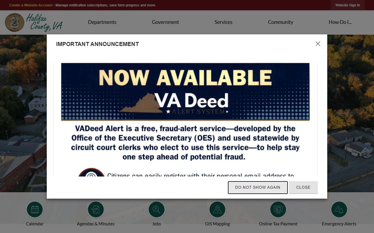 Halifax County Government portal for marriage records