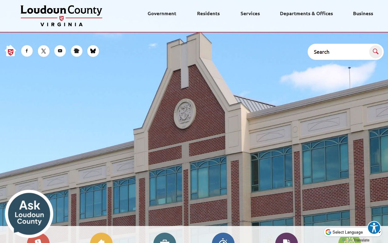 Loudoun County government portal showing marriage records and circuit court clerk information