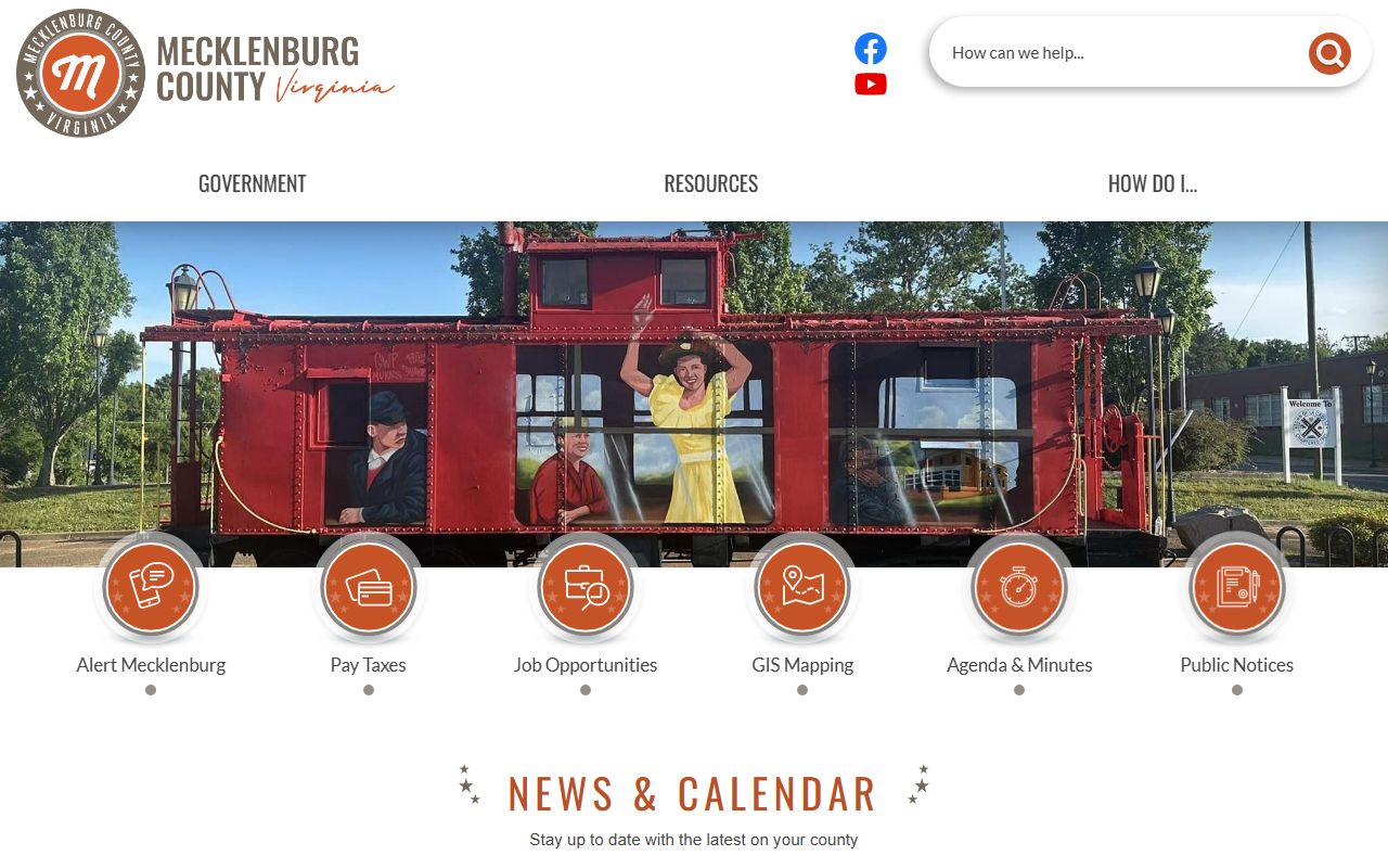 Mecklenburg County government portal showing marriage records and circuit court clerk services