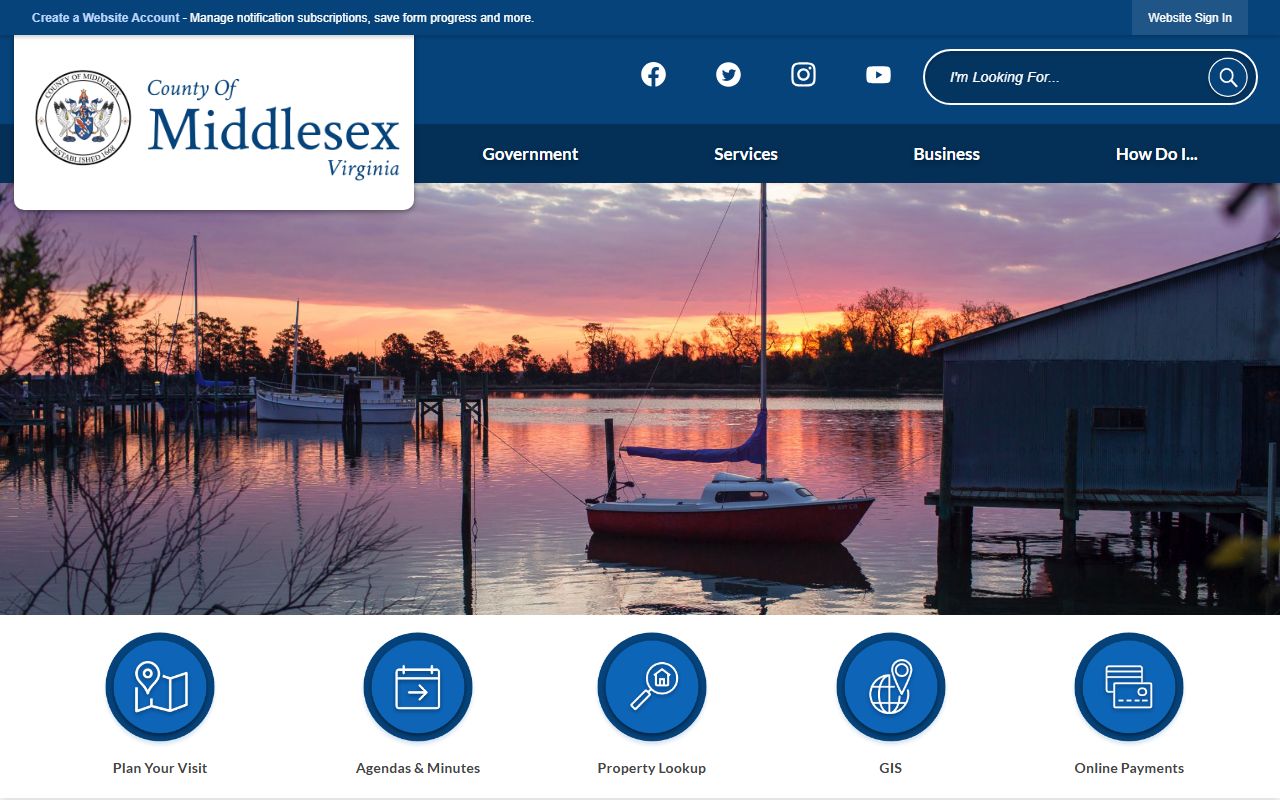 Middlesex County government website for marriage record services