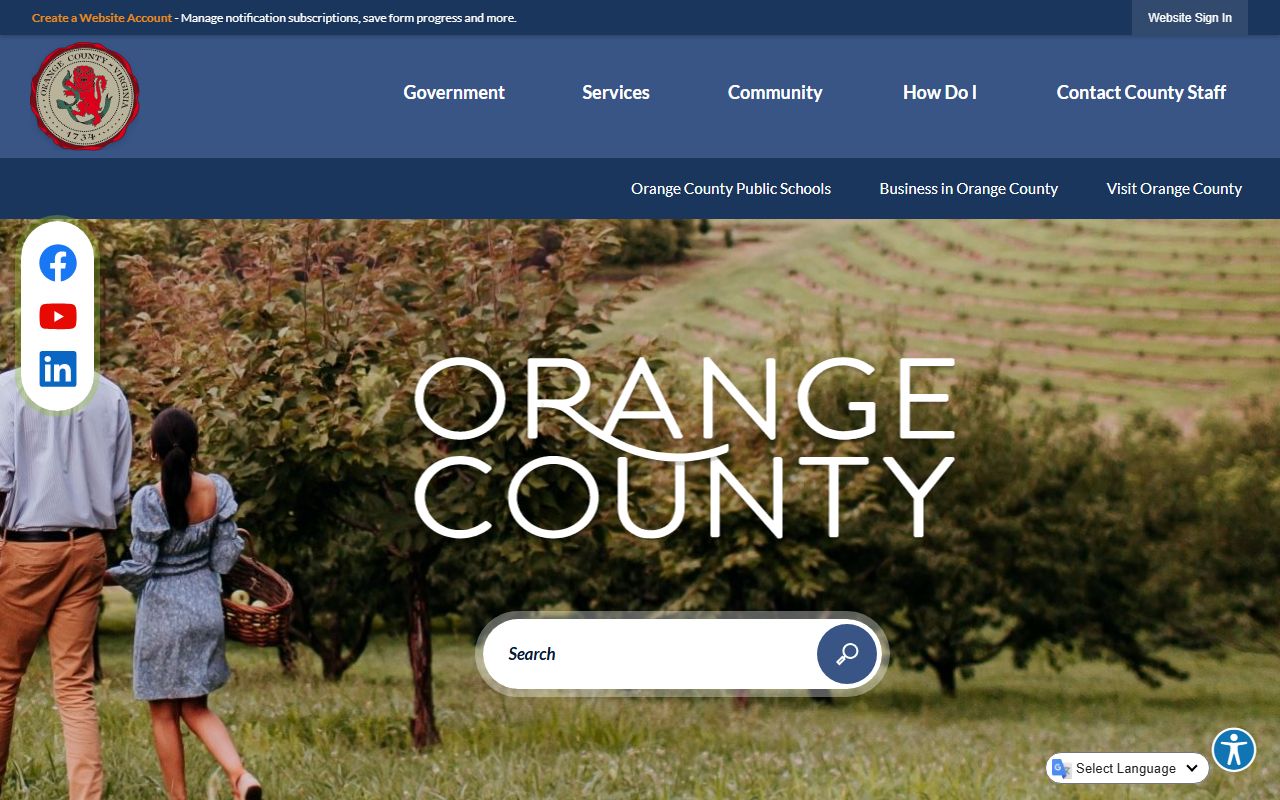 Orange County government portal for marriage records