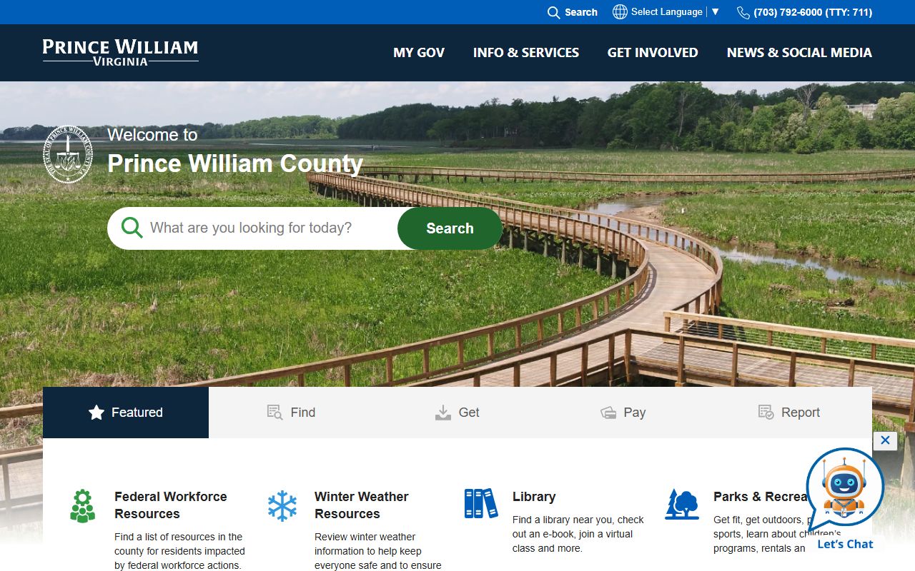 Prince William County government portal for marriage record services