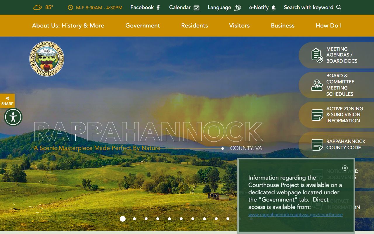 Rappahannock County Government website - marriage records resources