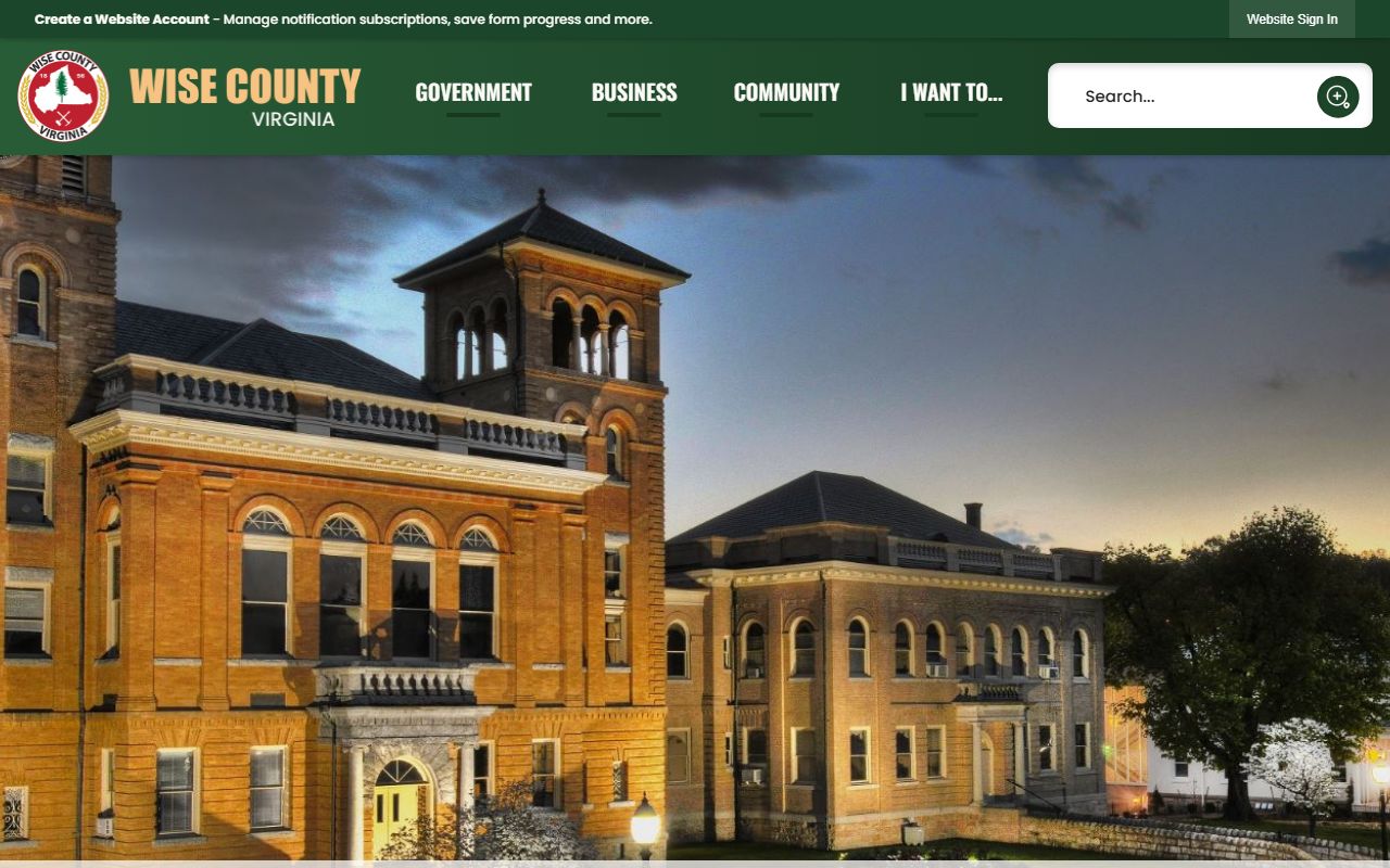 Wise County Government Portal showing marriage records and circuit court clerk information