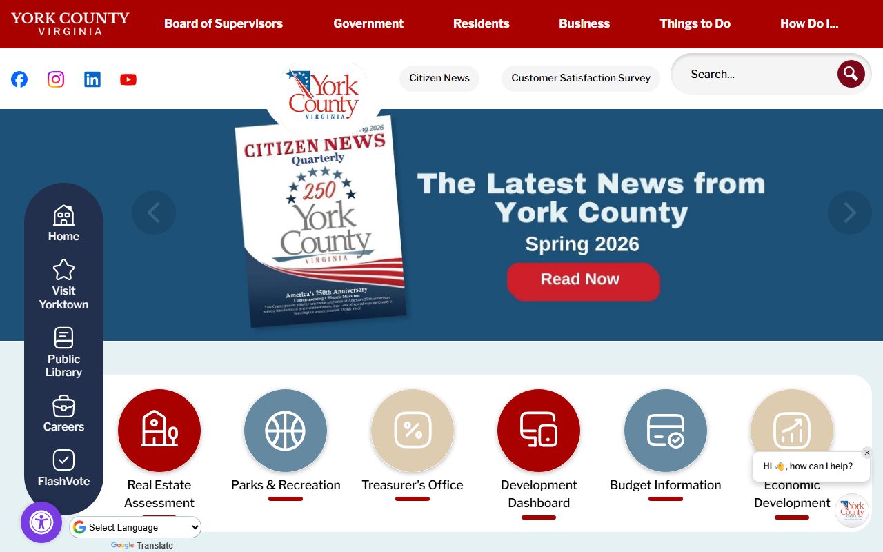 York County Government Portal showing marriage records and circuit court clerk contact information